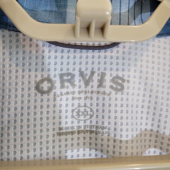 Orvis Short Sleeve Shirt Mens XXL Blue Plaid Button Up Fishing Breathable Casual - Picture 3 of 8